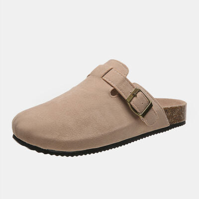 Suede Shoe Closed Toe Buckle Slides