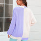 Sophia & Grace Open Front Contrast Color Balloon Sleeve Cardigan