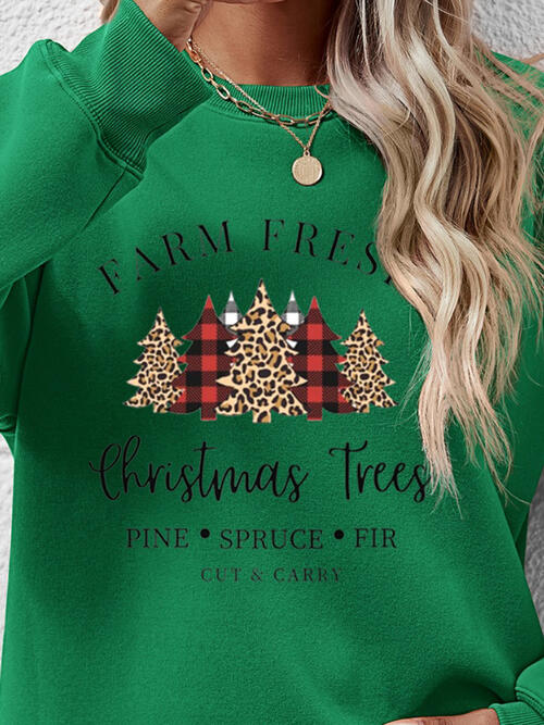 CHRISTMAS THEMED Graphic Round Neck Long Sleeve Sweatshirt