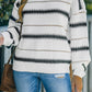 Full Size Striped Drop Shoulder Ribbed Cuff Sweater