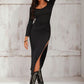 Slit Square Neck Wrap Dress