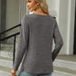 Full Size Square Neck Long Sleeve Slit T-Shirt