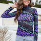 Printed Mock Neck Long Sleeve Blouse