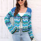 Striped Openwork Tied Cardigan