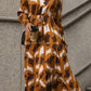 Printed Tied Pocketed Lantern Sleeve Dress