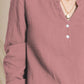 Textured Notched Long Sleeve Blouse