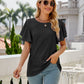 Full Size Eyelet Flutter Sleeve Round Neck Top
