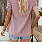 Eyelet Square Neck Puff Sleeve T-Shirt
