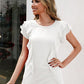 Ruffled Round Neck Cap Sleeve T-Shirt