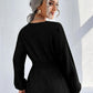 Notched Dropped Shoulder Knit Top