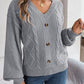 SophisticatedChic Cable-Knit Buttoned V-Neck Sweater