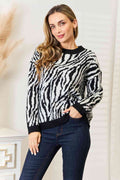 Heimish Full Size Zebra Print Sweater *