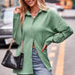 Full Size Slit Dropped Shoulder Longline Shirt
