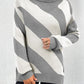 Striped Turtleneck Dropped Shoulder Sweater