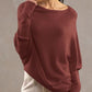 Full Size Boat Neck Batwing Sleeve Knit Top