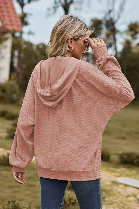 Outer Adventure Full Size Cable-Knit Long Sleeve Hooded Jacket
