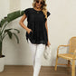 Full Size Swiss Dot Round Neck Tiered Blouse