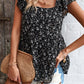 Printed Square Neck Cap Sleeve Blouse
