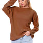 Boat Neck Drop Shoulder Long Sleeve Sweater