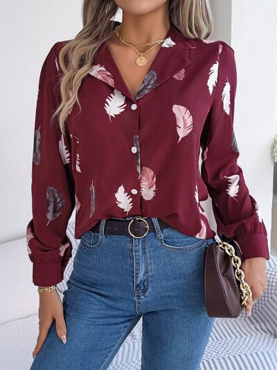 Button Up Printed Collared Neck Shirt