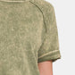 Zenana Heathered Round Neck Short Sleeve Blouse - Brand Zenana