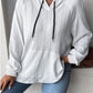 Textured Drawstring Kangaroo Pocket Hoodie