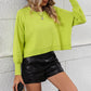 Round Neck Dropped Shoulder Pullover Sweater