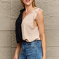 AMIEE LEAH Contrast Color V-Neck Tie Shoulder Tank Top
