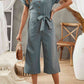 DuskJumpers Tie-Waist Buttoned Cropped Jumpsuit