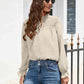 Smocked Mock Neck Swiss Dot Top