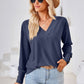 Full Size V-Neck Long Sleeve Blouse