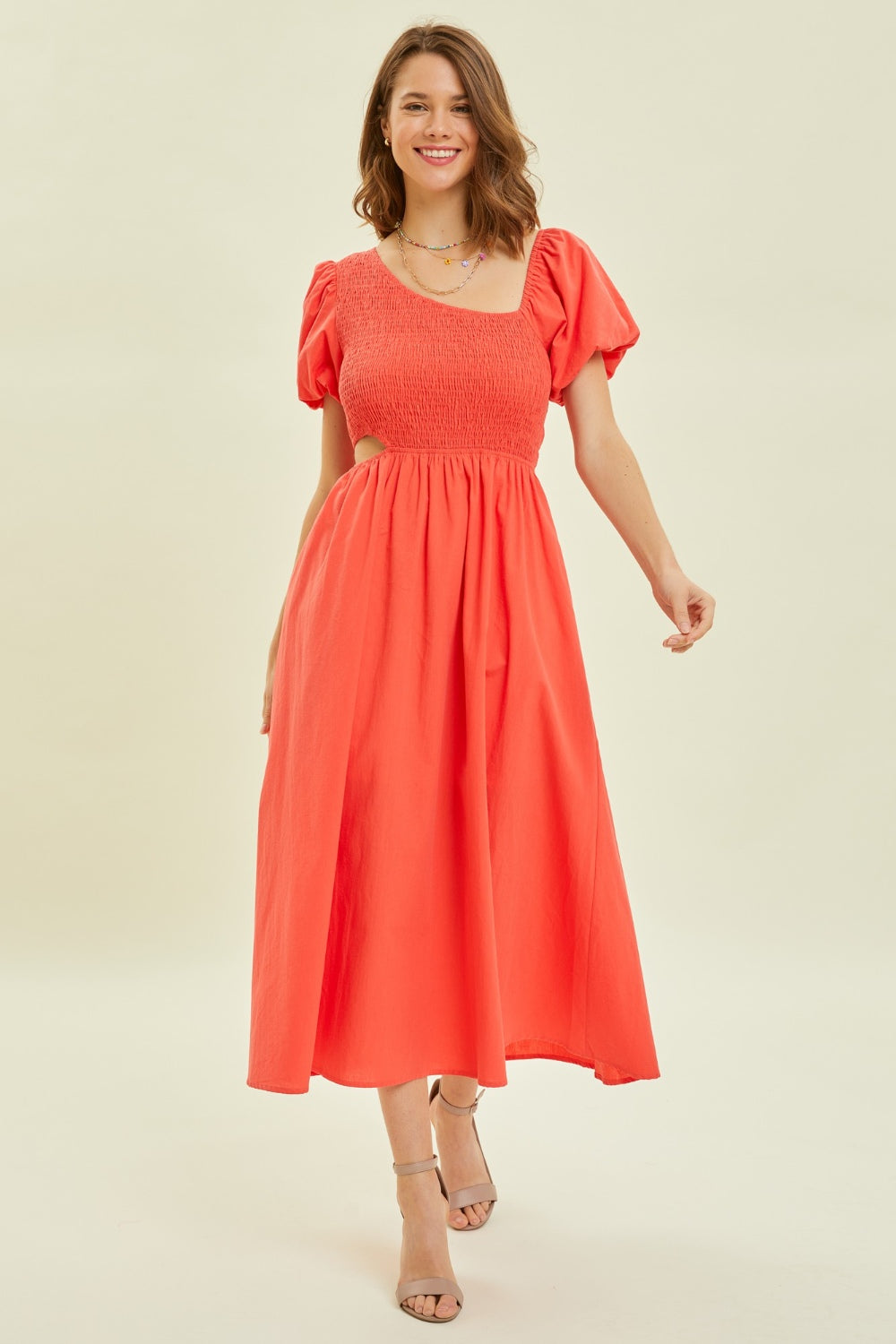 HEYSON Smocked Cutout Midi Dress *