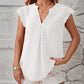 Swiss Dot Ruffled Cap Sleeve T-Shirt