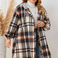 Adrien Planet Black Plus Size Plaid Drop Shoulder Hooded Coat