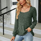Full Size Tosha Ribbed Square Neck Long Sleeve T-Shirt