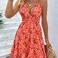 Floral Halter Neck Backless Dress