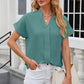 Notched Short Sleeve Blouse