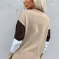 Women's Color Block Ribbed Trim Round Neck Knit Pullover