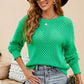 Beauteous Round Neck Openwork Dropped Shoulder Knit Top