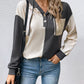 Contrast Color Button-Up Raglan Sleeve Hoodie