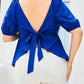 Plus Size Tied Sweetheart Neck Balloon Sleeve Blouse