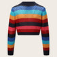 Openwork Color Block Tied Cardigan