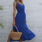 Cobalt Blue Double-Strap Side Slit Dress