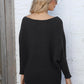 Full Size Horizontal Ribbing Dolman Sleeve Sweater