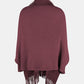 BeautifulMe Fringe Open Front Long Sleeve Poncho