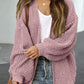 Drop Shoulder Balloon Sleeve Cardigan