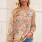 Floral Print Long Puff Sleeve Blouse