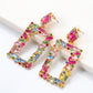 Square Shape Glass Stone Dangle Earrings