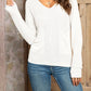 AuroraBlissX V-Neck Long Sleeve Knit Top with Pocket