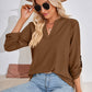 Full Size V-Neck Roll-Tap Sleeve Blouse